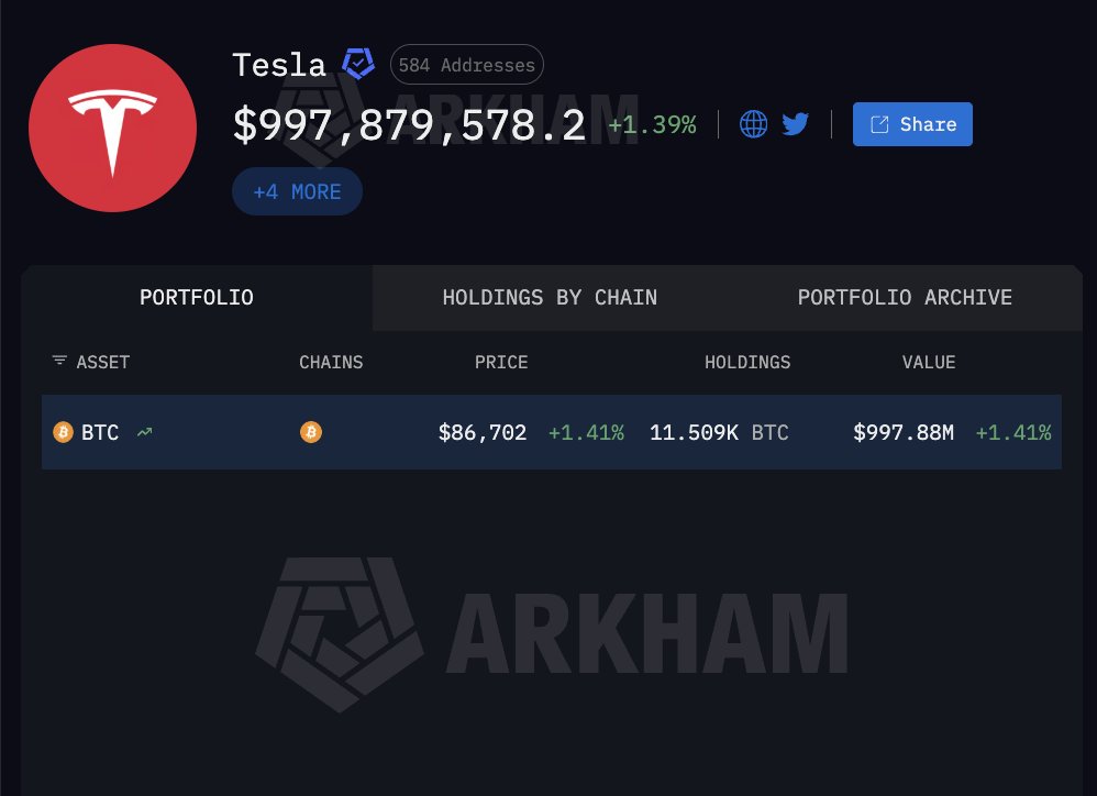 Tesla Bitcoin Holdings
