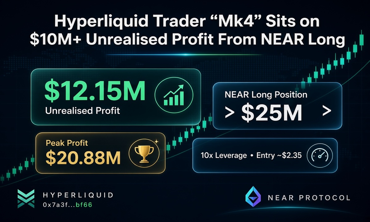 Hyperliquid Trader “Mk4” Sits on $10M+ Unrealised Profit From NEAR Long Hyperliquid