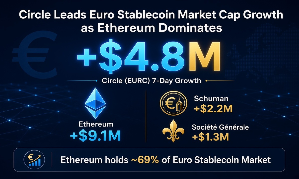Circle Leads Euro Stablecoin Market Cap Growth as Ethereum Dominates Euro Stablecoin
