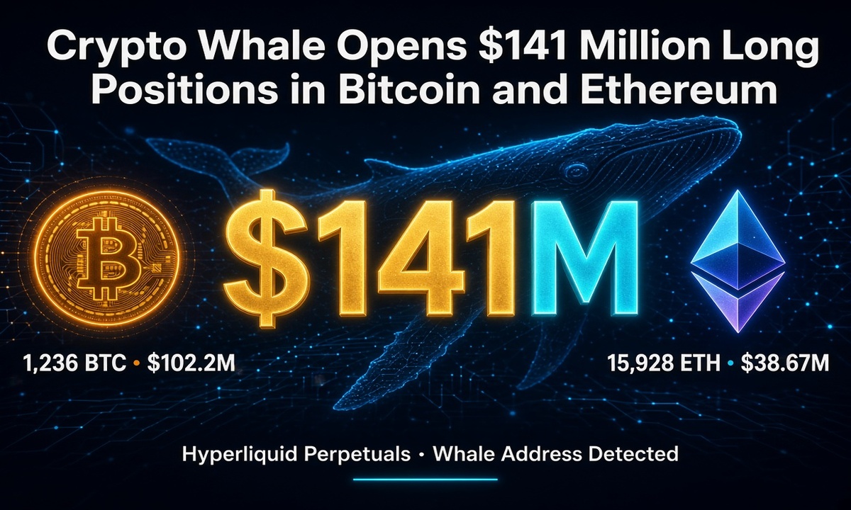 Crypto Whale Opens $141 Million Long Positions in Bitcoin and Ethereum