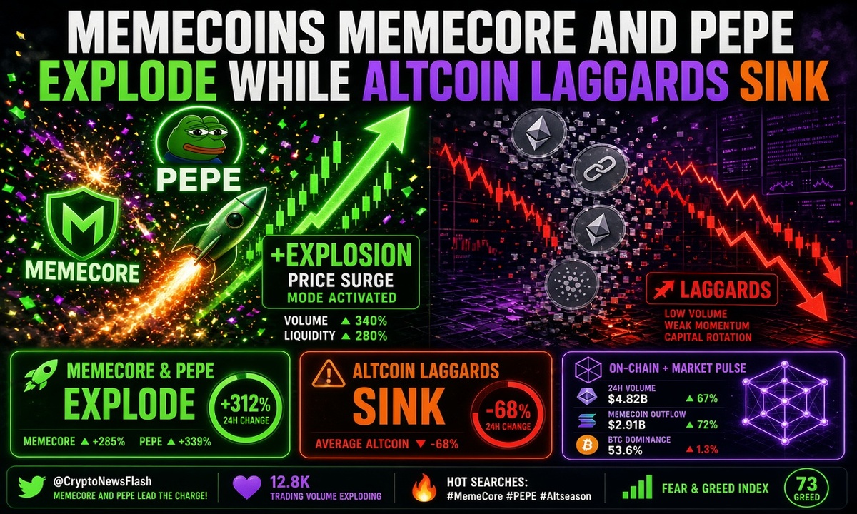Memecoins MemeCore And Pepe Explode While Altcoin Laggards Sink memecoins